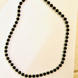 Single Strand Black Beaded Necklace - 25"